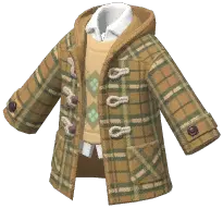 Plaid Horn Button Coat