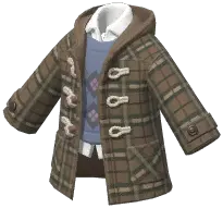 Plaid Horn Button Coat