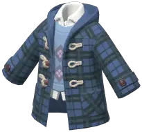 Plaid Horn Button Coat