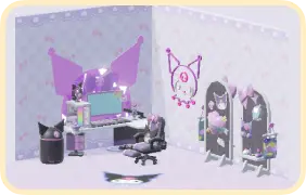 SANRIO CHARACTERS' Rainbow Cottage (Whimsical Kuromi) set