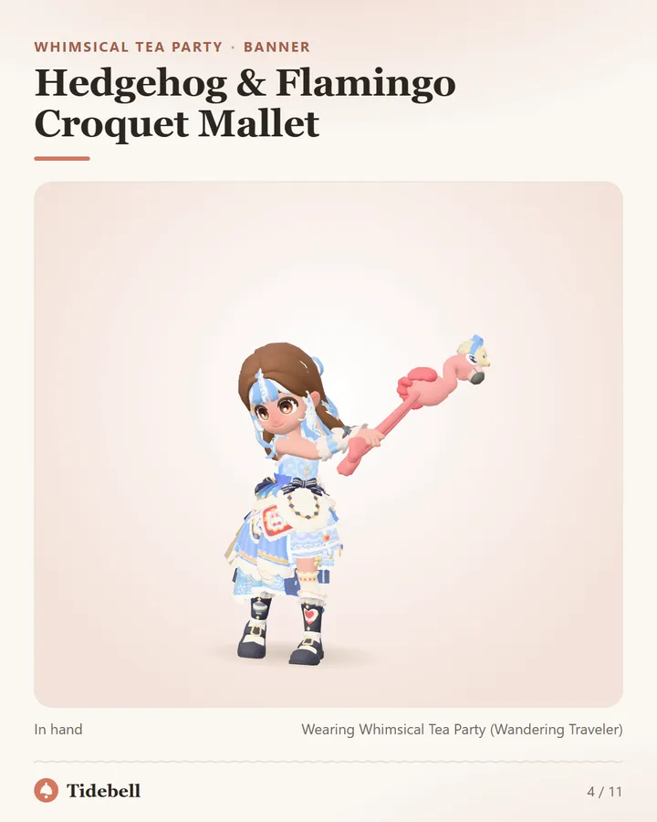 Hedgehog & Flamingo Croquet Mallet, In hand