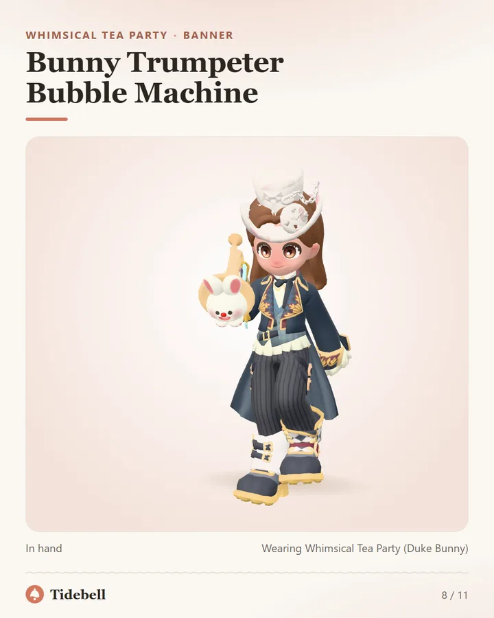 Bunny Trumpeter Bubble Machine, In hand
