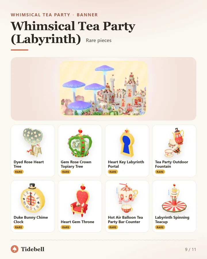 Whimsical Tea Party (Labyrinth), Rare pieces