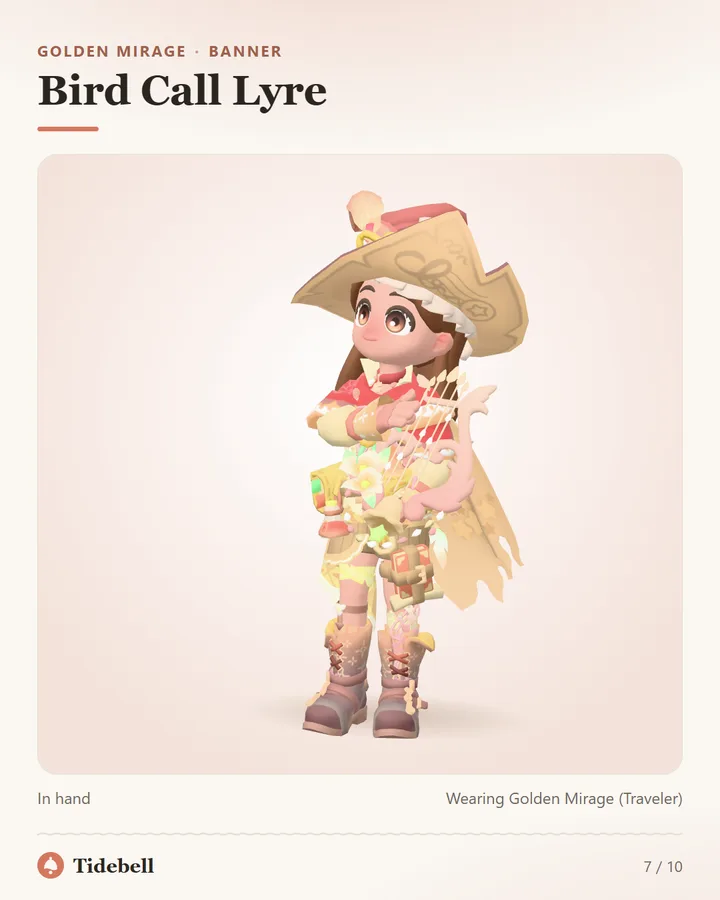 Bird Call Lyre, In hand