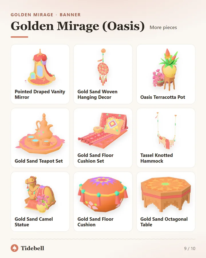 Golden Mirage (Oasis), More pieces