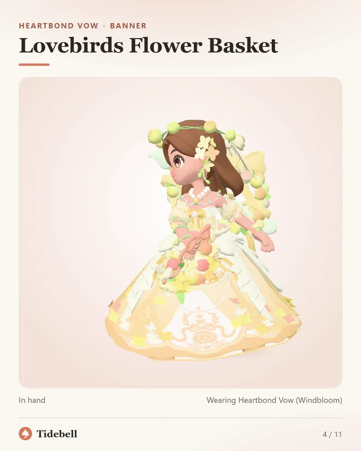 Lovebirds Flower Basket, In hand