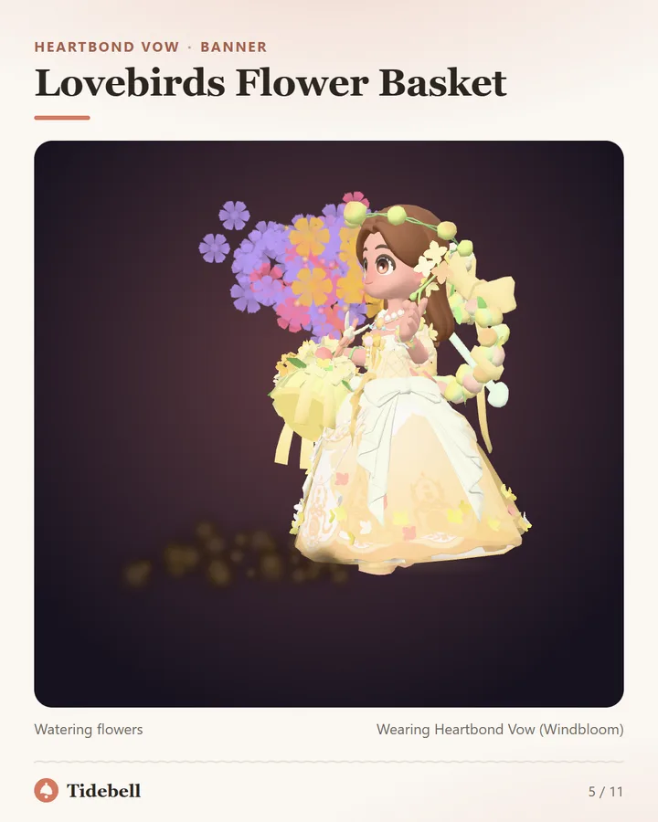 Lovebirds Flower Basket, Watering flowers