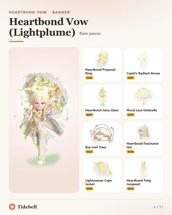 Heartbond Vow (Lightplume), Rare pieces