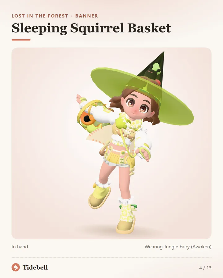 Sleeping Squirrel Basket, In hand