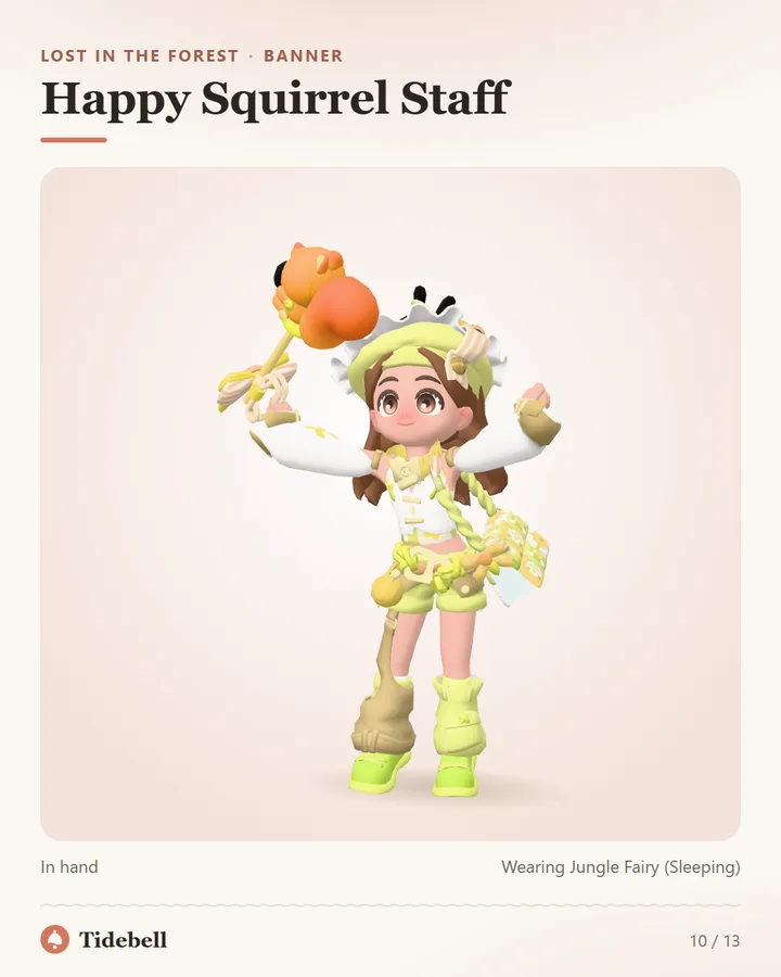 Happy Squirrel Staff, In hand