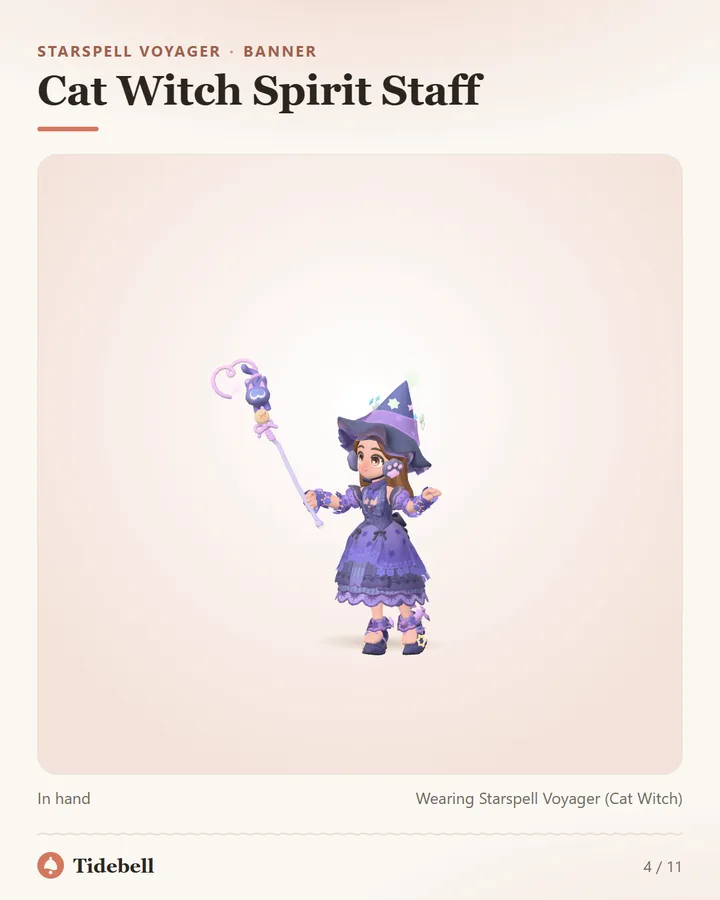 Cat Witch Spirit Staff, In hand