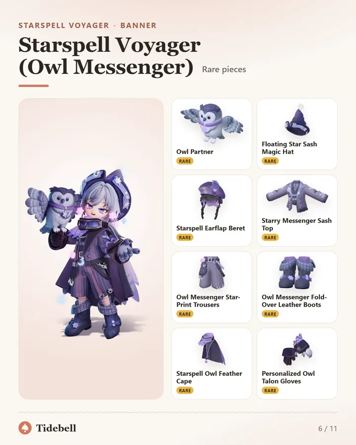 Starspell Voyager (Owl Messenger), Rare pieces