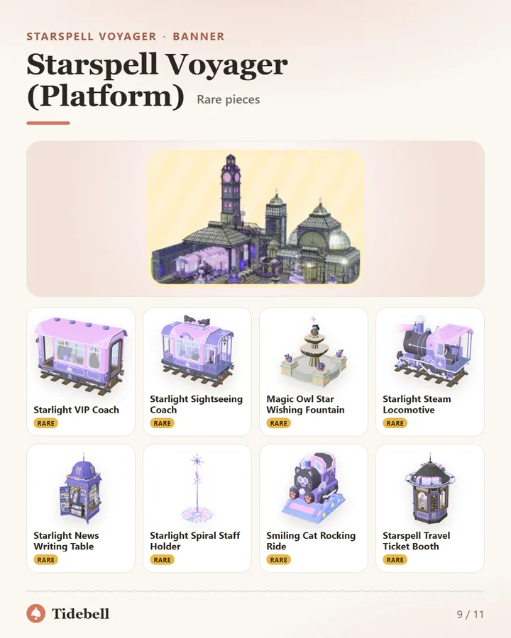 Starspell Voyager (Platform), Rare pieces